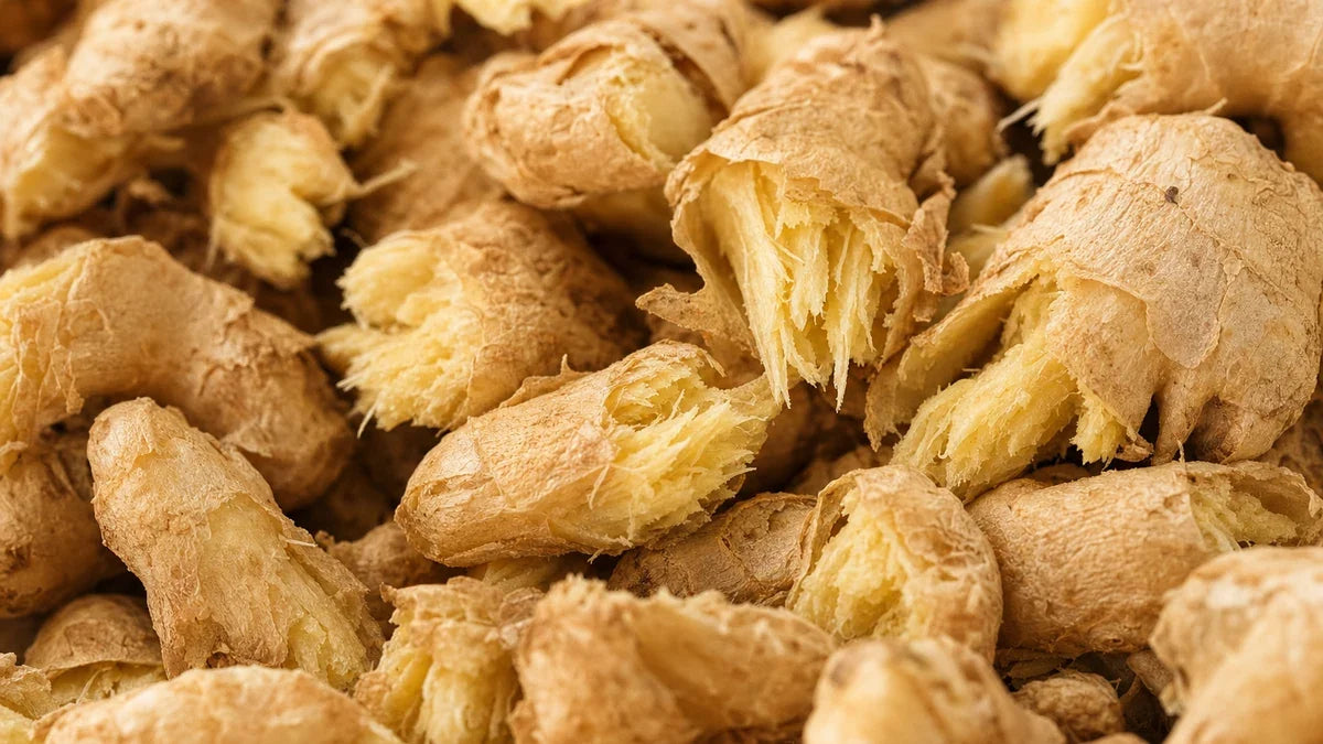 A close macro of ginger root