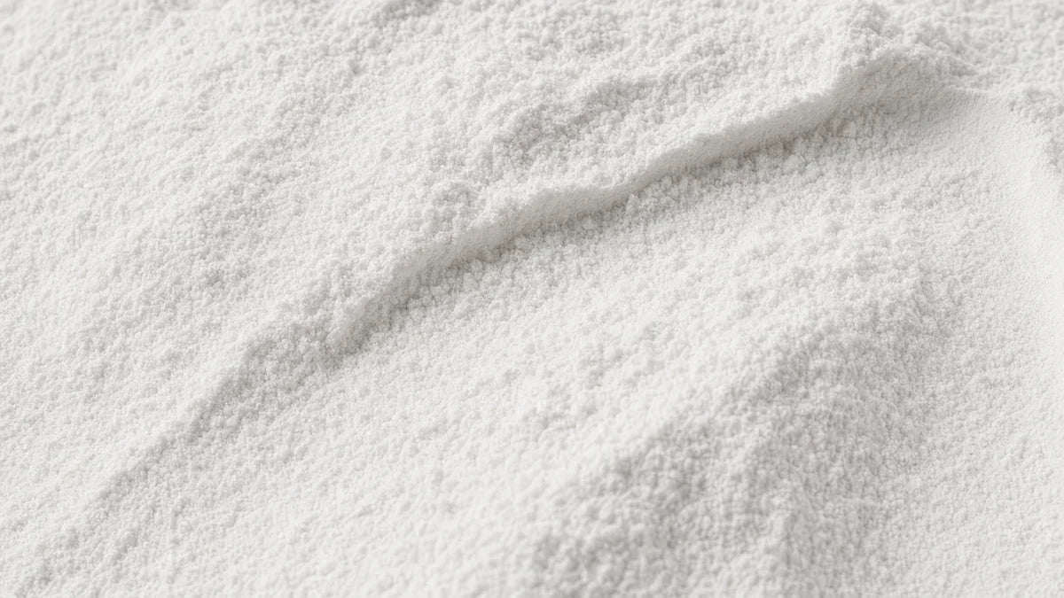 Zinc citrate, an extremely fine chalk-white powder drawn into low dunes